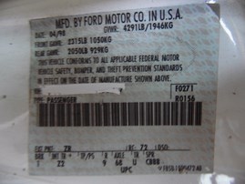 1998 FORD MUSTANG WHITE BASE 3.8L AT F18040
